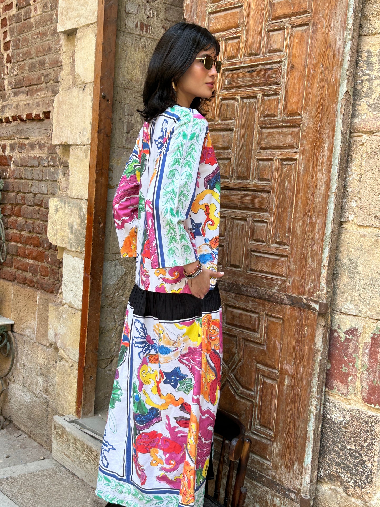Linen Dress with Prints